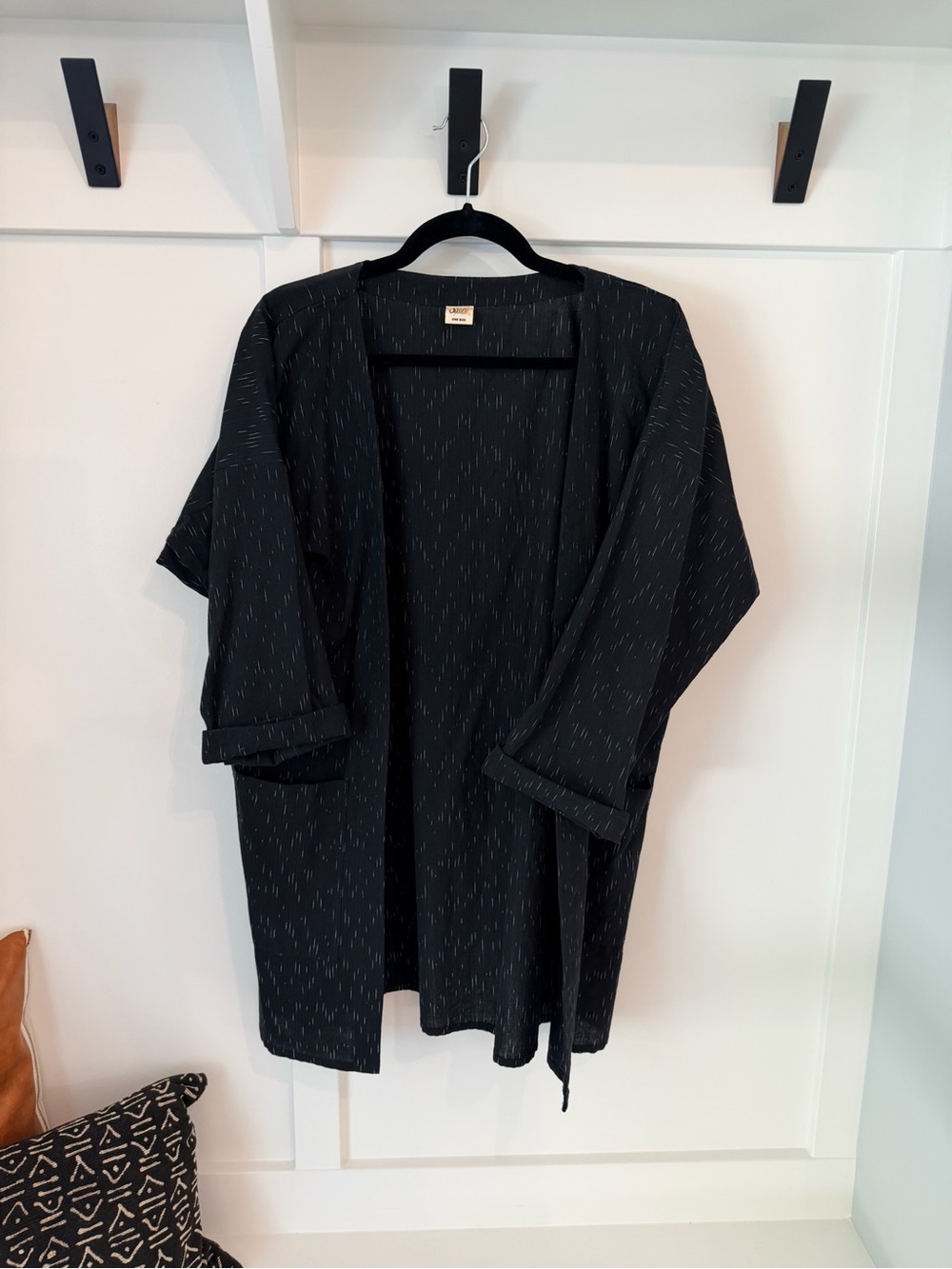 Sseko Black Open-Front Lightweight Duster Jacket